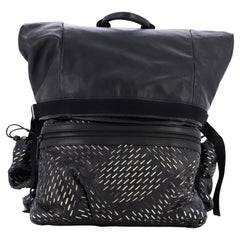 Bottega Veneta Fold Over Backpack Leather with Perforated Detail