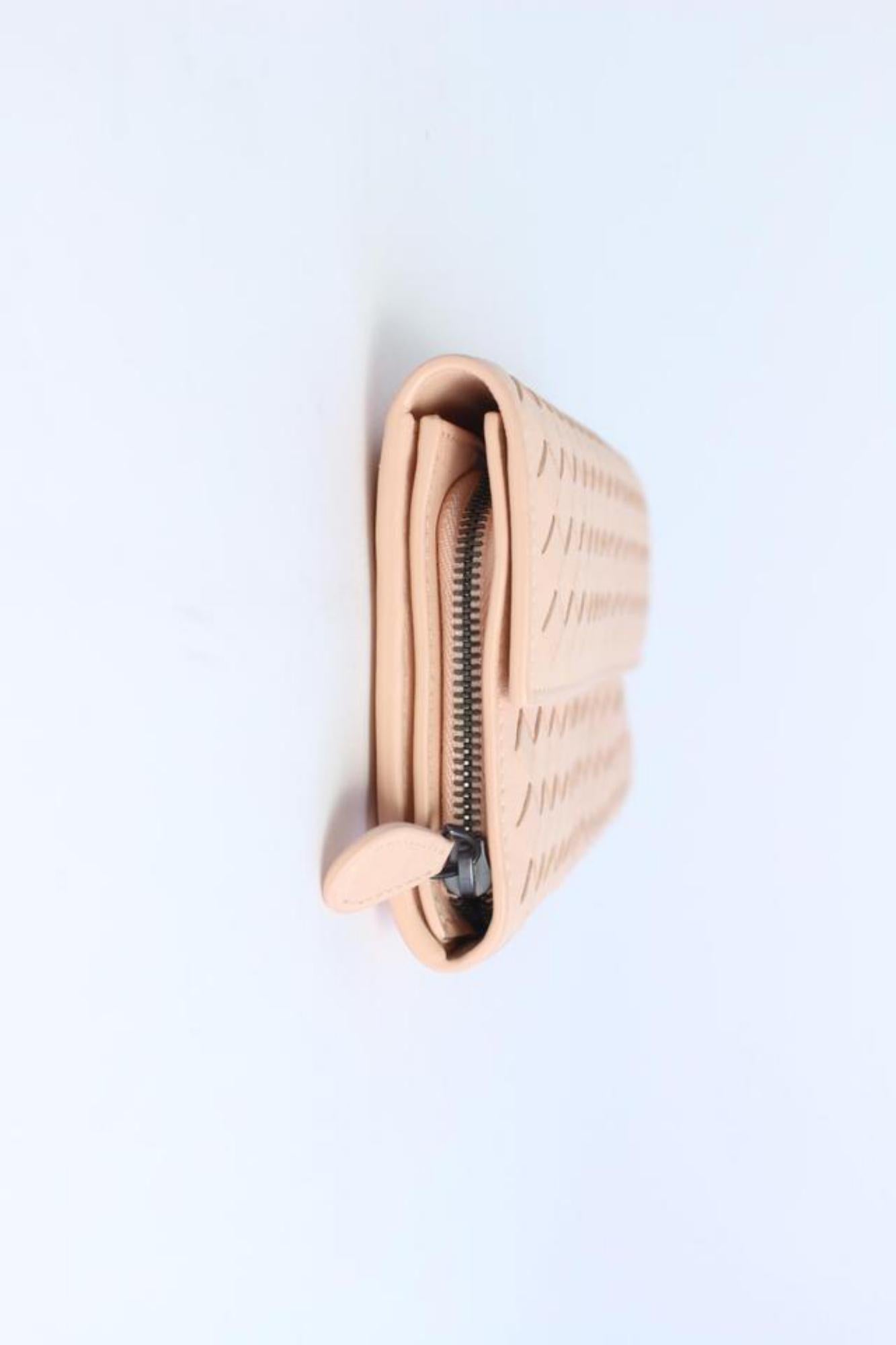 Bottega Veneta Fold-over Flap Wallet 5mz0828 Pink Leather Clutch For Sale 6