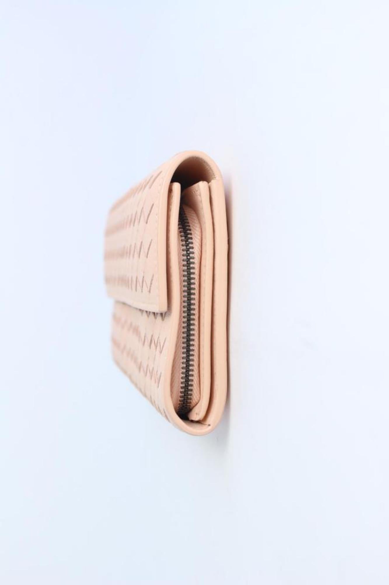 Bottega Veneta Fold-over Flap Wallet 5mz0828 Pink Leather Clutch For Sale 7