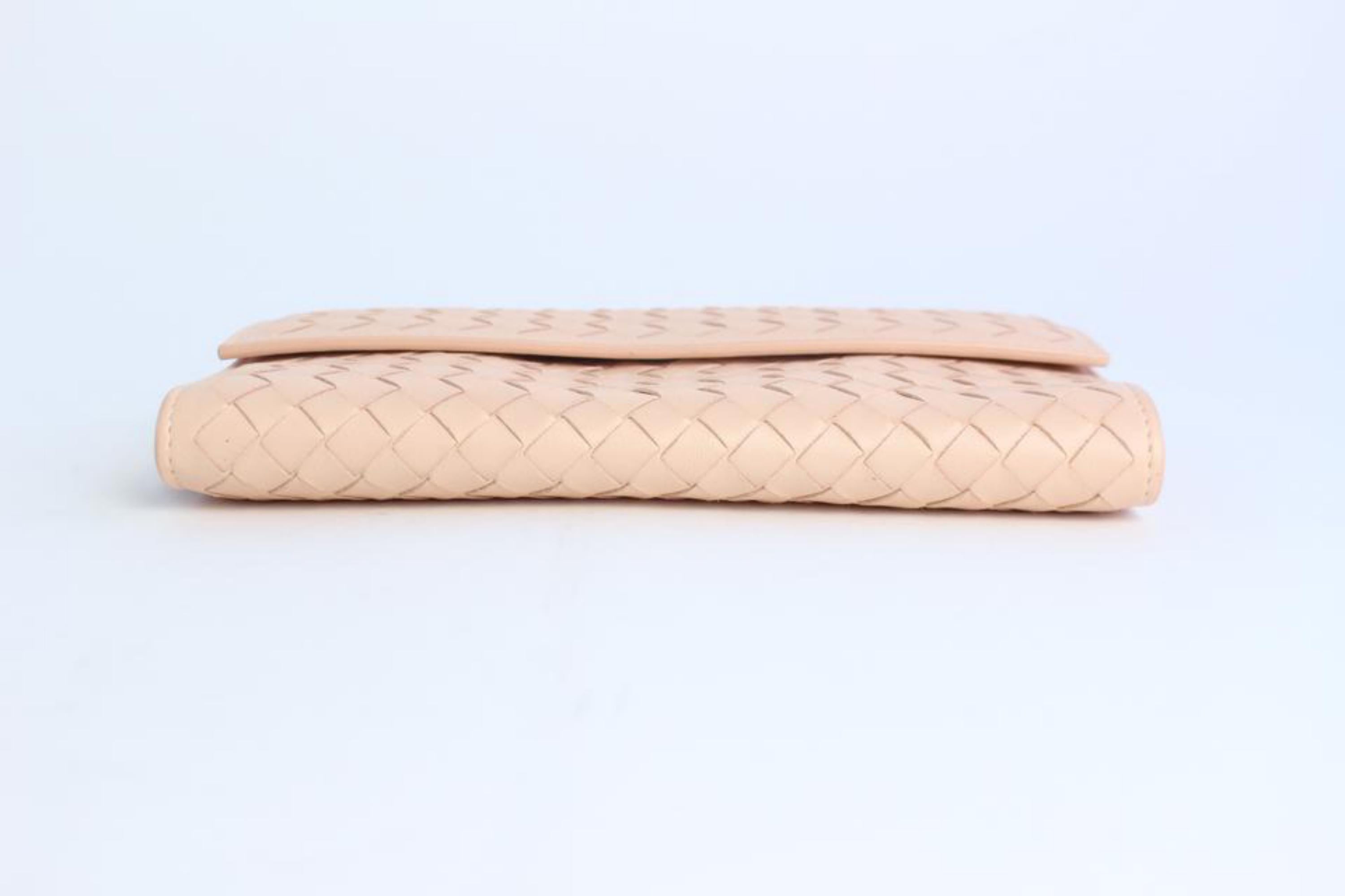 Bottega Veneta Fold-over Flap Wallet 5mz0828 Pink Leather Clutch For Sale 8
