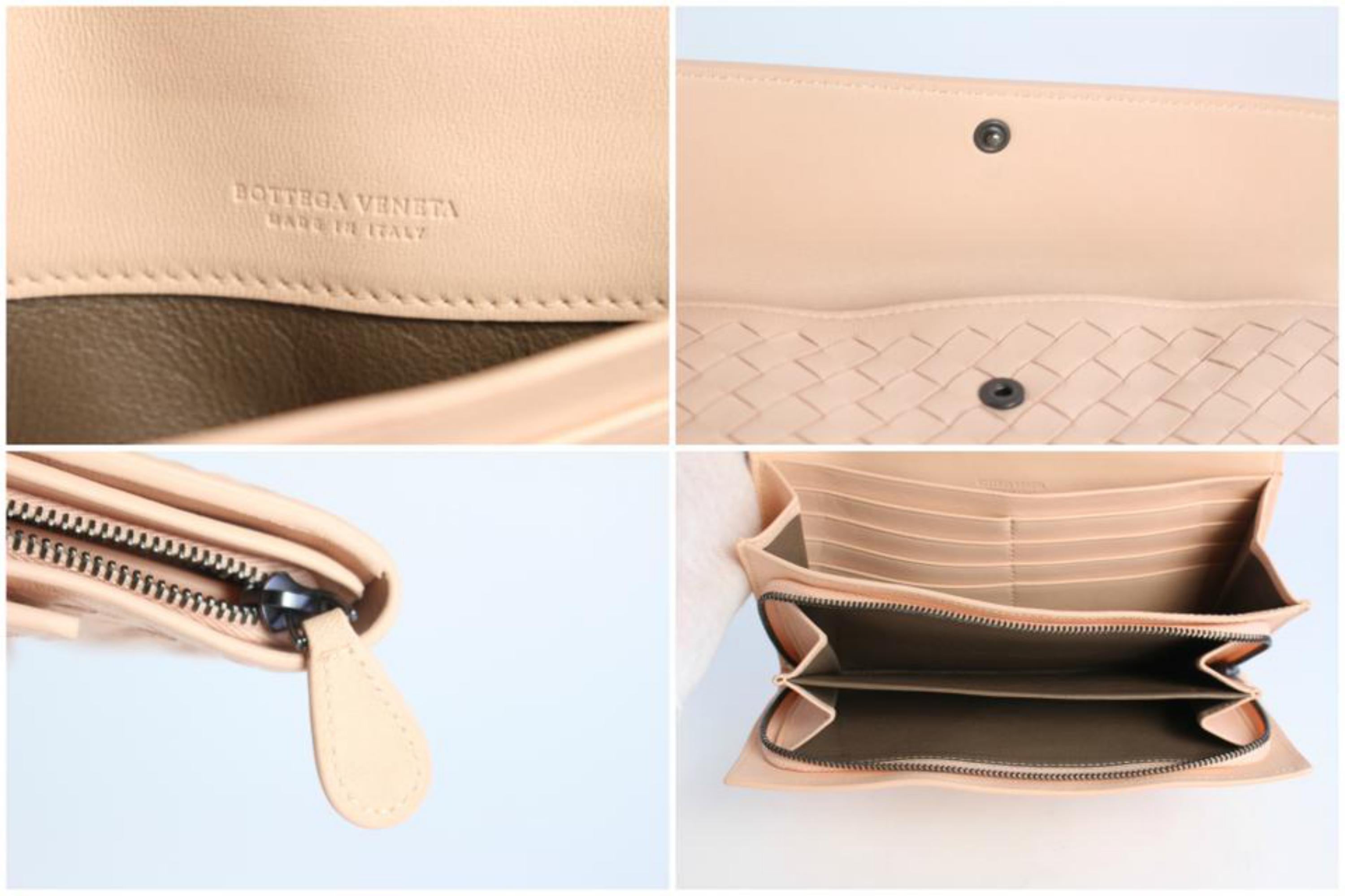 Bottega Veneta Fold-over Flap Wallet 5mz0828 Pink Leather Clutch In New Condition For Sale In Forest Hills, NY