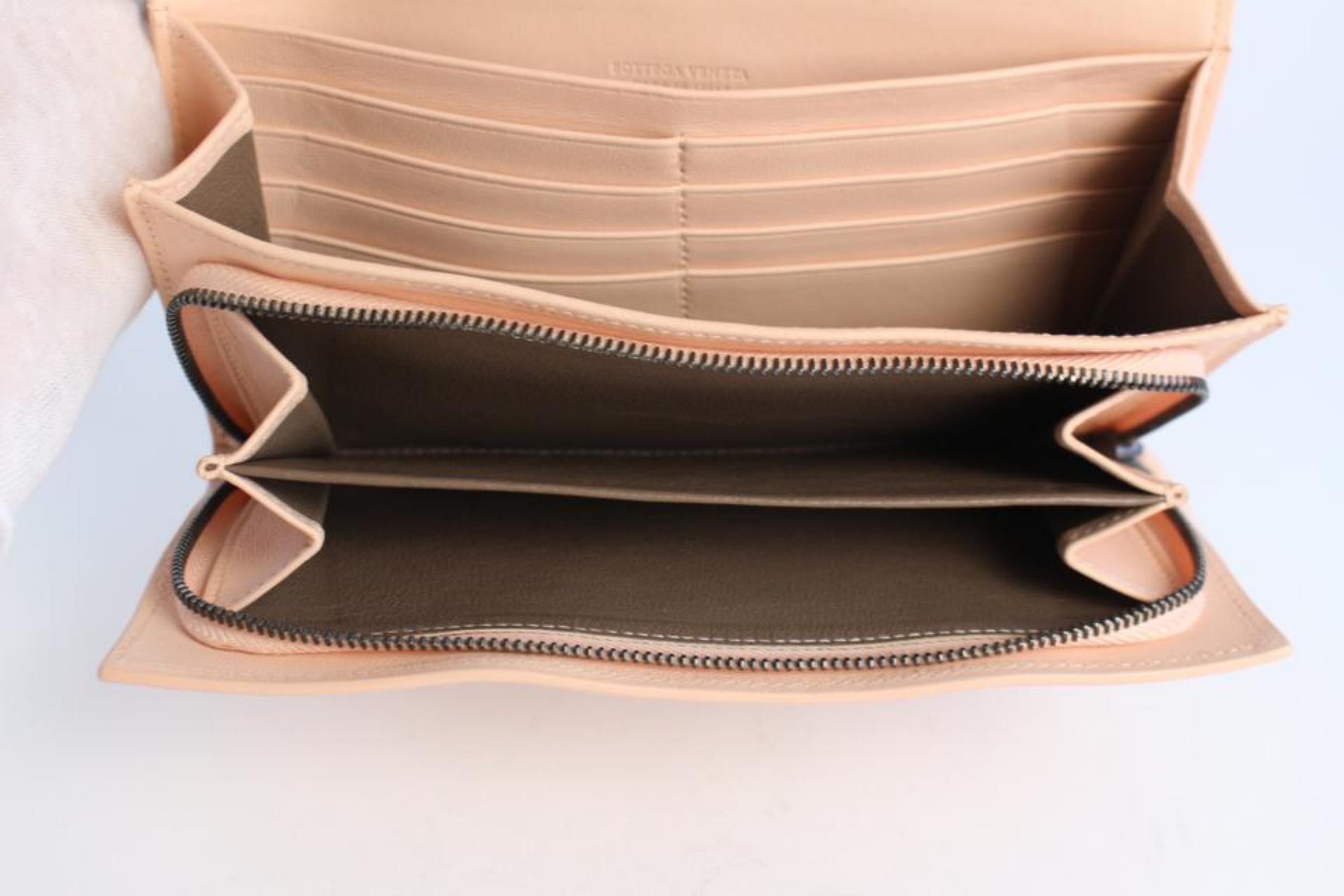 Women's Bottega Veneta Fold-over Flap Wallet 5mz0828 Pink Leather Clutch For Sale