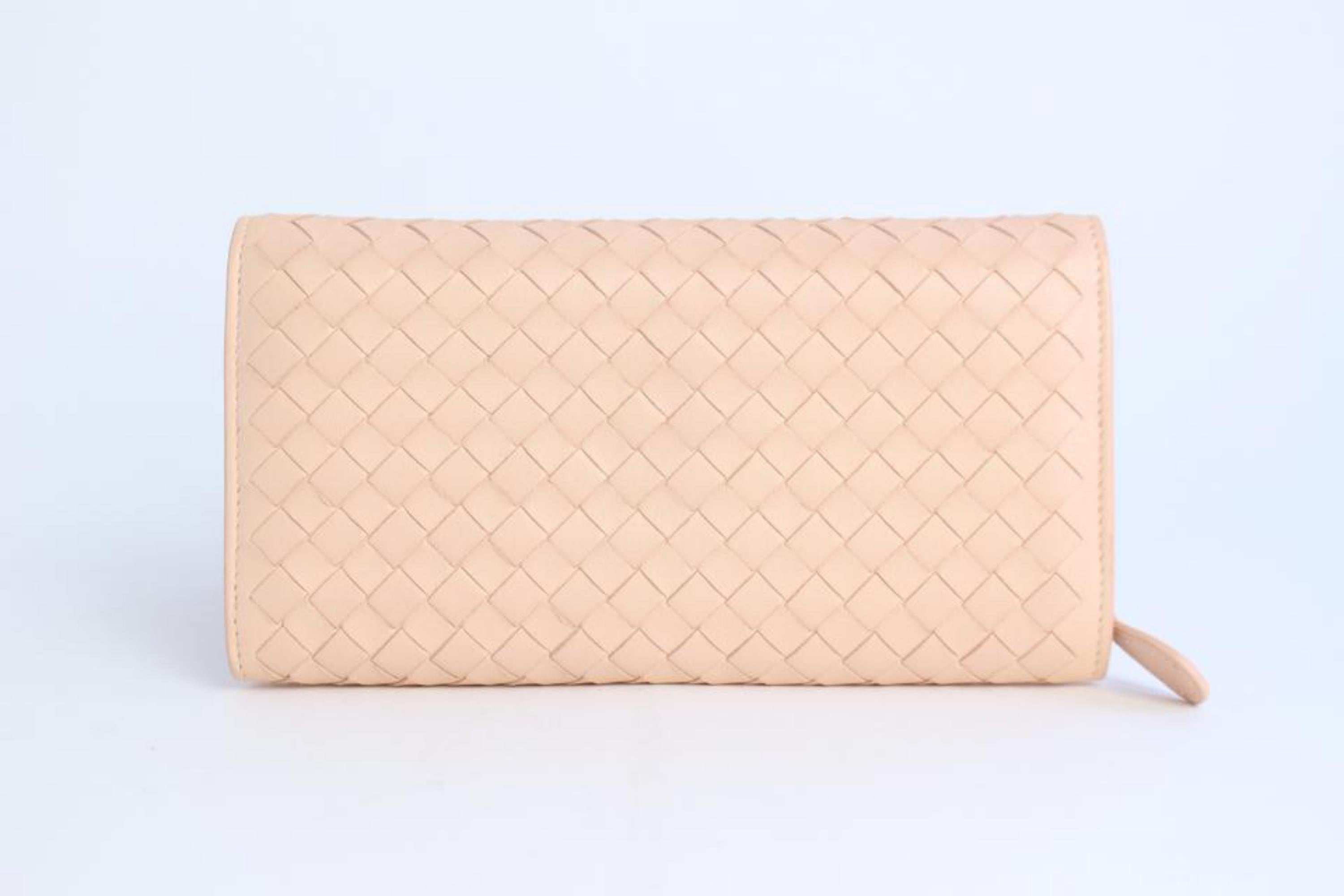 Bottega Veneta Fold-over Flap Wallet 5mz0828 Pink Leather Clutch For Sale 3