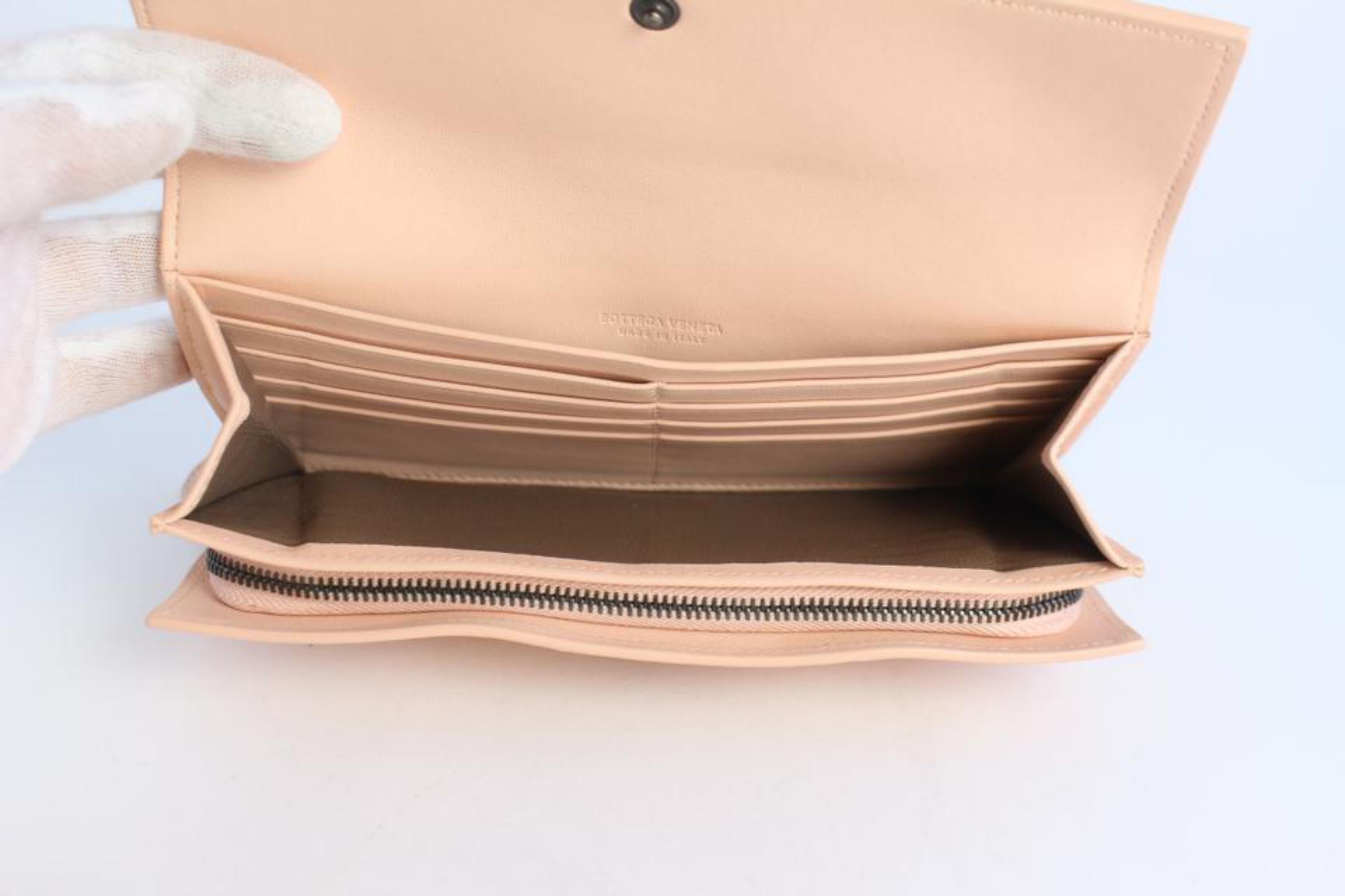 Bottega Veneta Fold-over Flap Wallet 5mz0828 Pink Leather Clutch For Sale 4