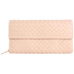 Bottega Veneta Fold-over Flap Wallet 5mz0828 Pink Leather Clutch