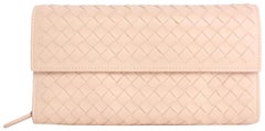 Bottega Veneta Fold-over Flap Wallet 5mz0828 Pink Leather Clutch