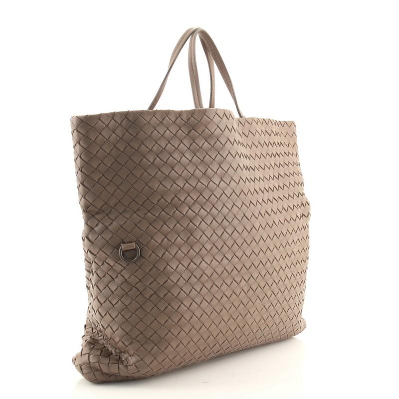 Brown Bottega Veneta Fold Over Tote Intrecciato Nappa Large