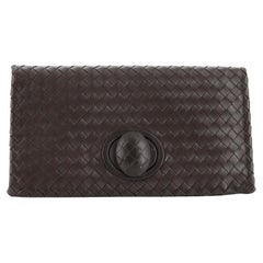 Bottega Veneta Fold Over Turnlock Clutch Intrecciato Nappa