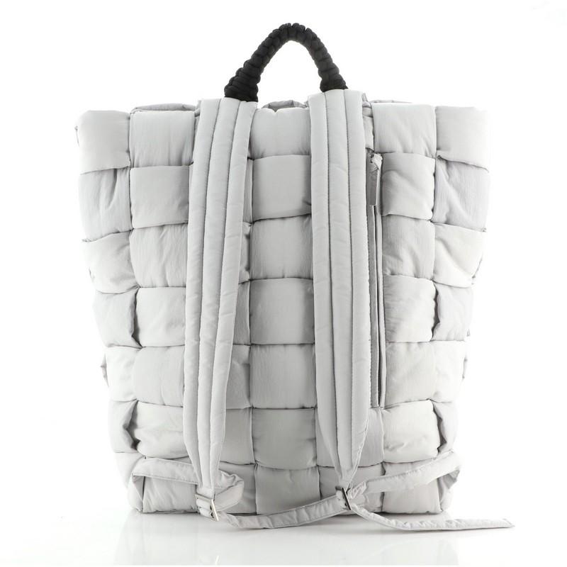 Gray Bottega Veneta Fold-top Padded Backpack Intrecciato Nylon