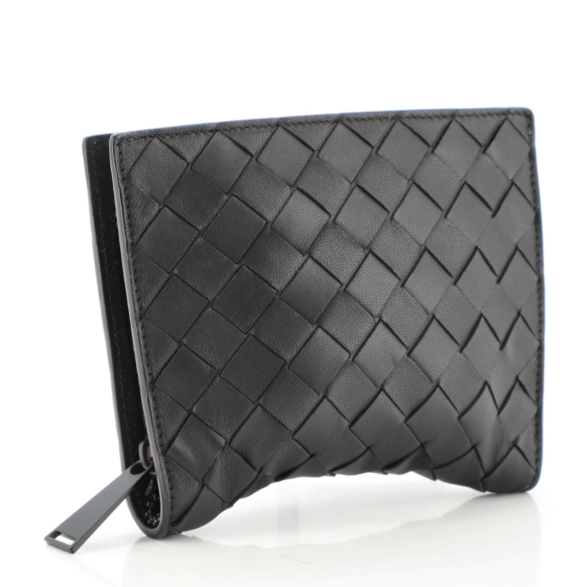 Black Bottega Veneta Folding Tote Nylon with Intrecciato Leather