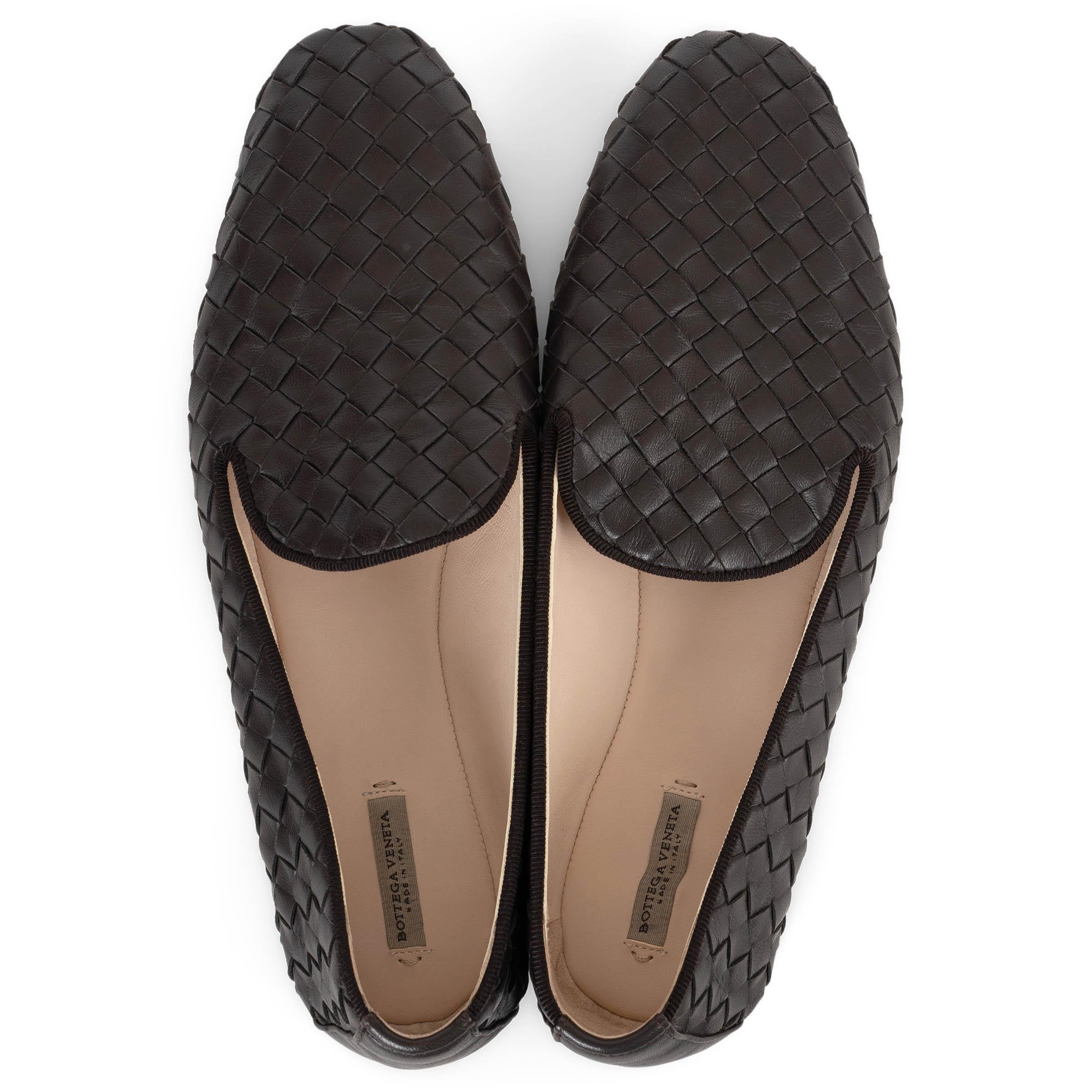 BOTTEGA VENETA Fondant braun Intrecciato Leder Mokassins Schuhe 37 Damen im Angebot