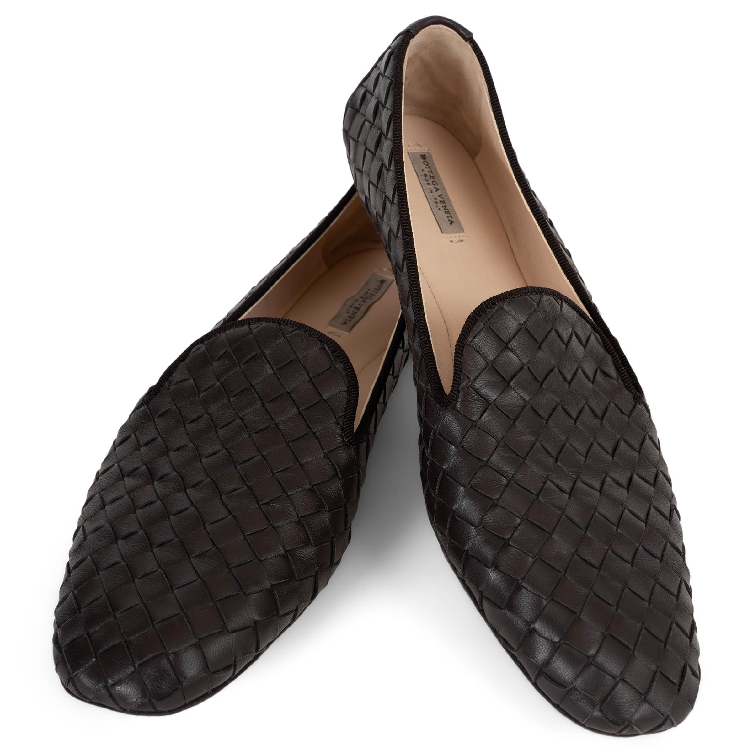 BOTTEGA VENETA Fondant braun Intrecciato Leder Mokassins Schuhe 37 im Angebot 1