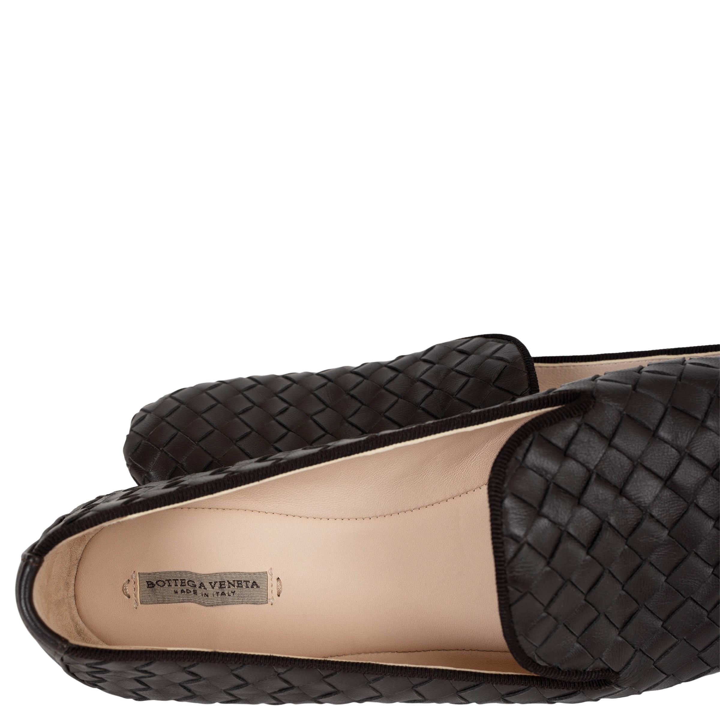 BOTTEGA VENETA Fondant braun Intrecciato Leder Mokassins Schuhe 37 im Angebot 2