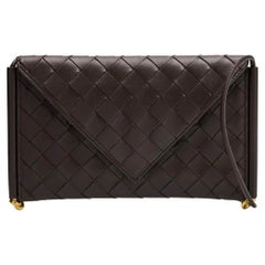 Bottega Veneta Borsa SOLSTICE PHONE POUCH in pelle Intrecciato Marrone Fondente