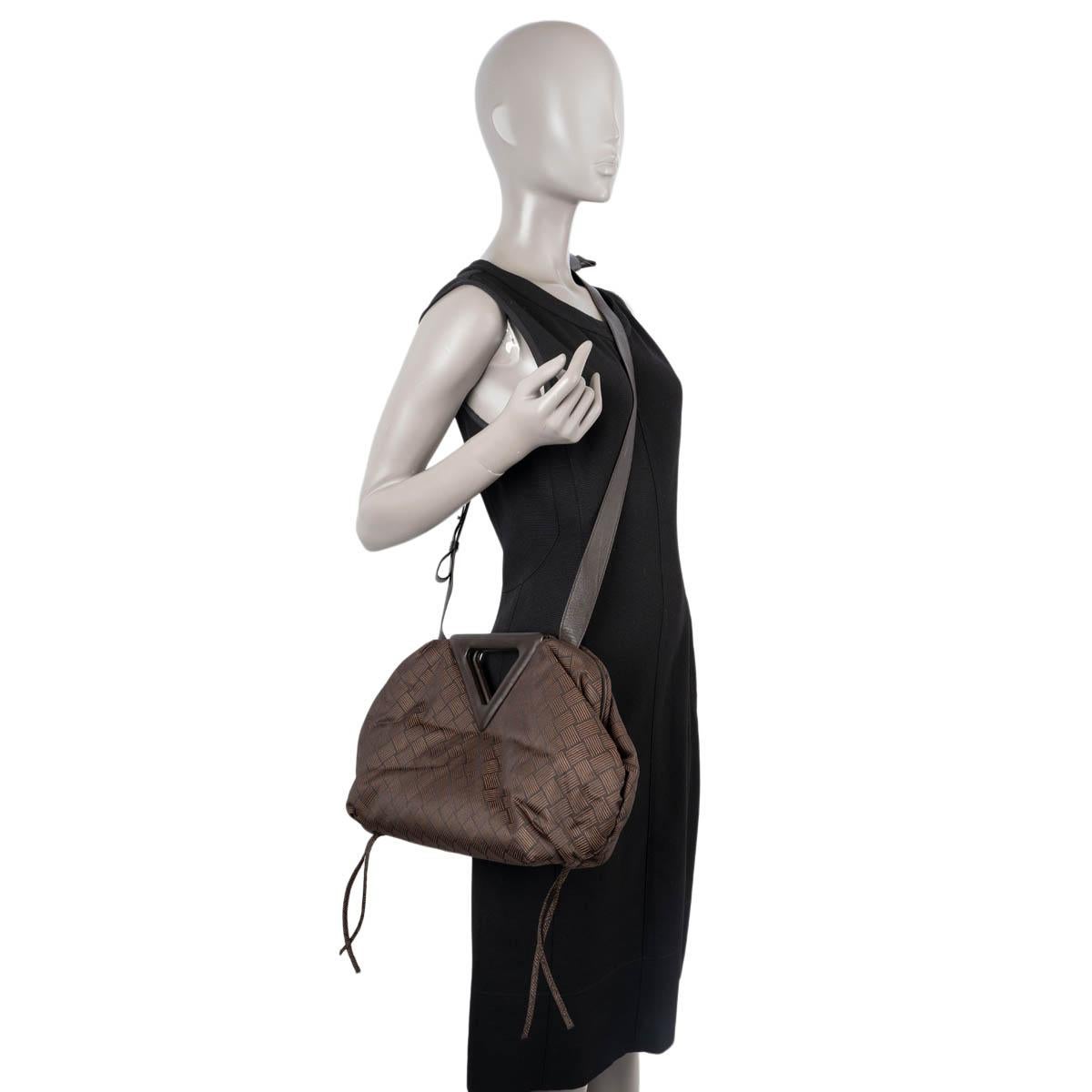 BOTTEGA VENETA Fondant brown jacquard nylon POINT LARGE POUCH Crossbody Bag For Sale 8