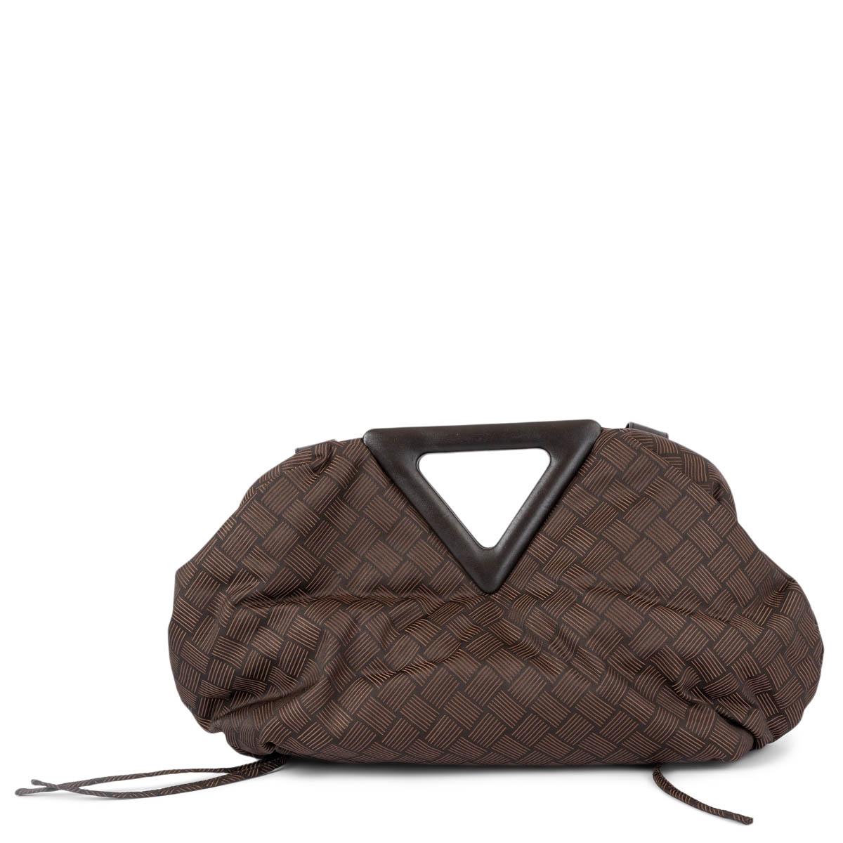 Black BOTTEGA VENETA Fondant brown jacquard nylon POINT LARGE POUCH Crossbody Bag For Sale