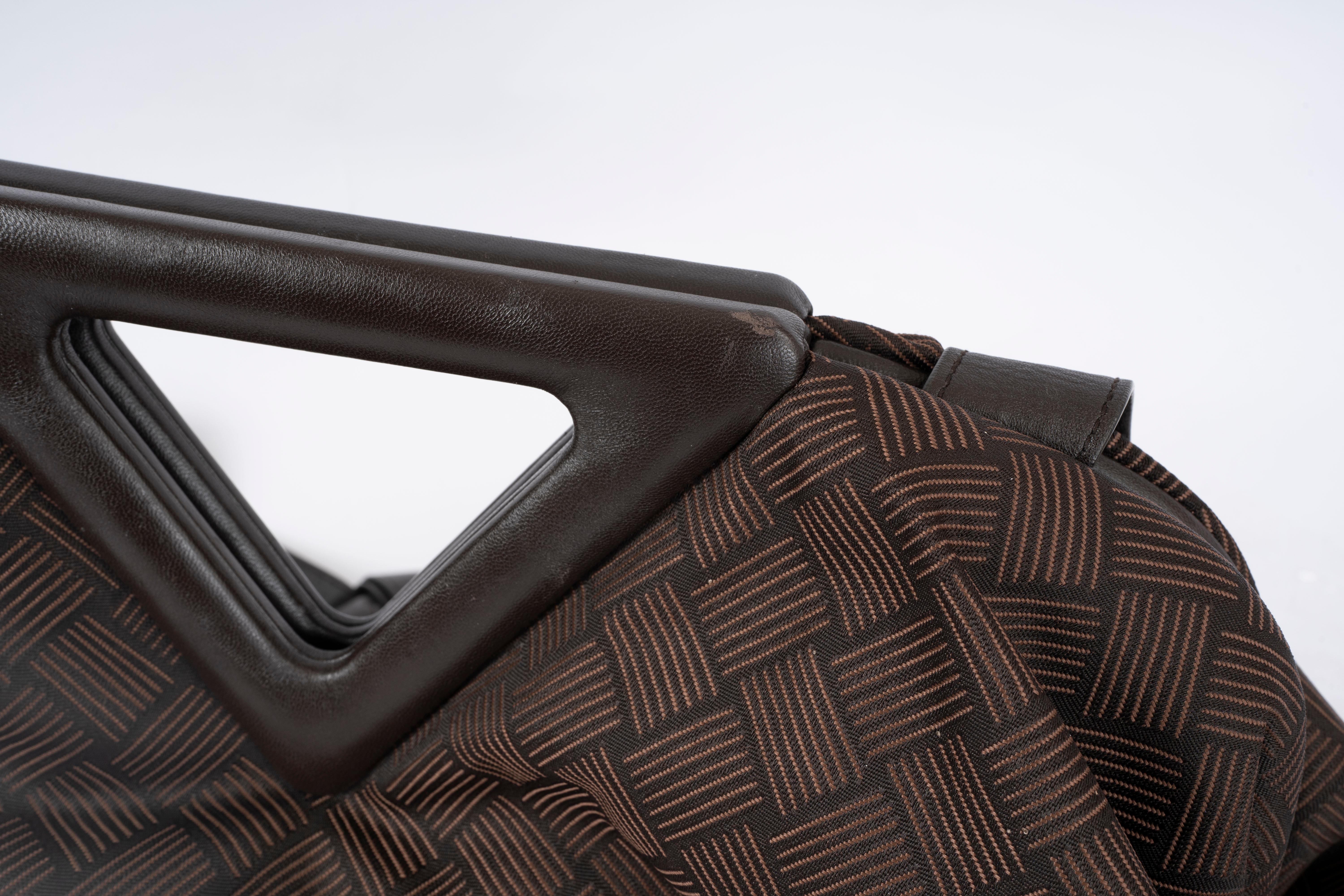 BOTTEGA VENETA Fondant brown jacquard nylon POINT LARGE POUCH Crossbody Bag For Sale 2
