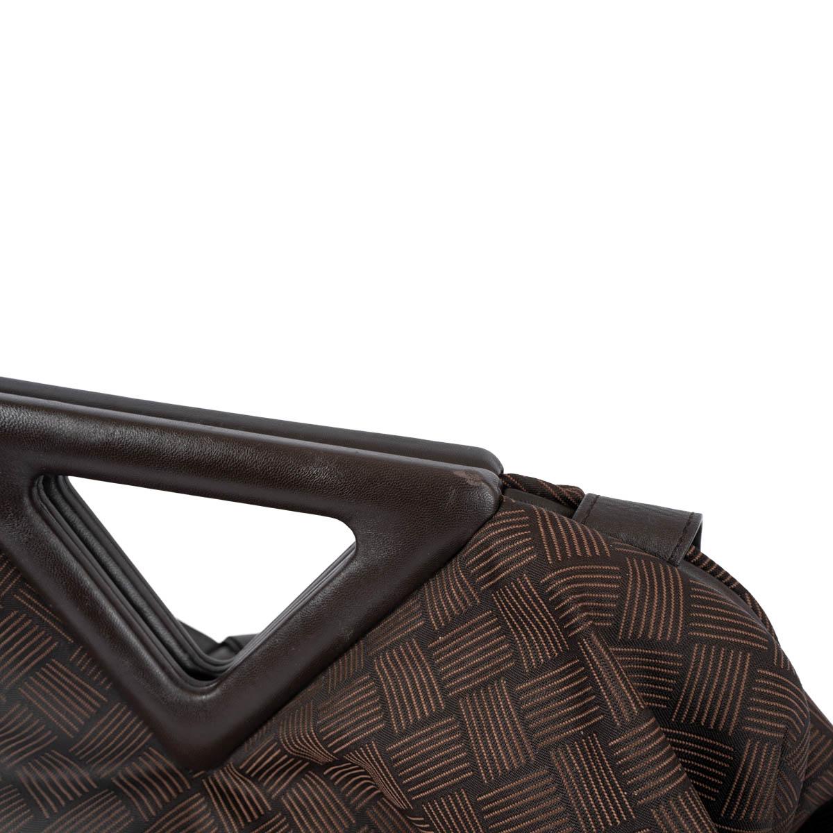 BOTTEGA VENETA Fondant brown jacquard nylon POINT LARGE POUCH Crossbody Bag For Sale 3