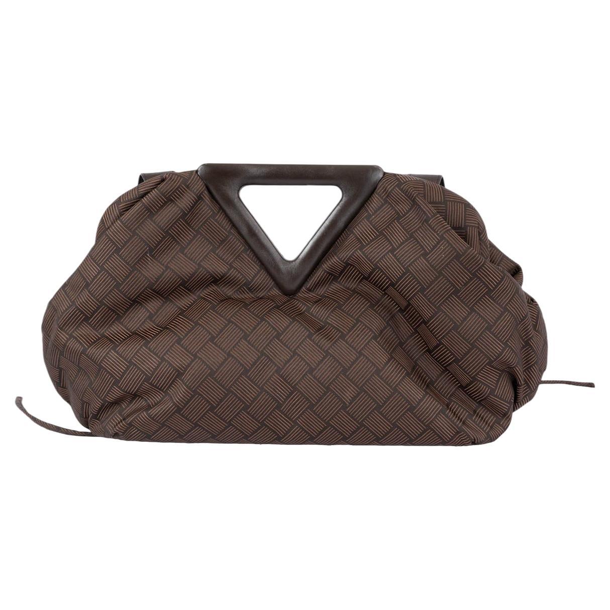 BOTTEGA VENETA Fondant brown jacquard nylon POINT LARGE POUCH Crossbody Bag For Sale