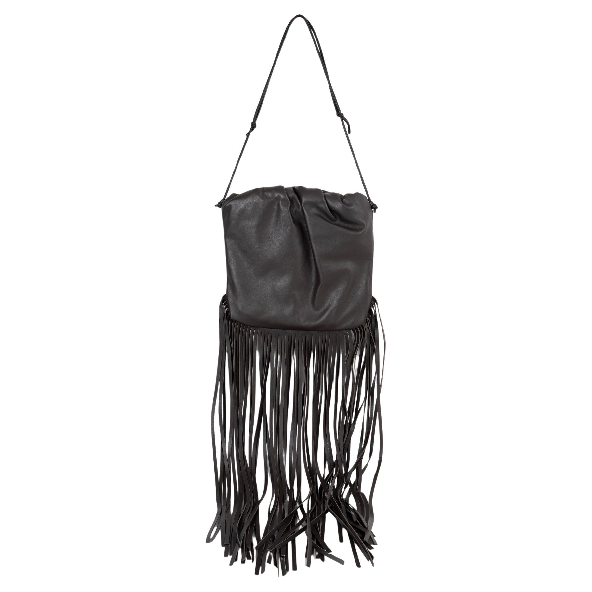 Bottega Veneta Fondant in pelle marrone 2020 Borsa FRINGE POUCH in vendita