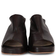 BOTTEGA VENETA Fondant brown leather 2021 STACK WEDGE MULE Sandals Shoes 38.5