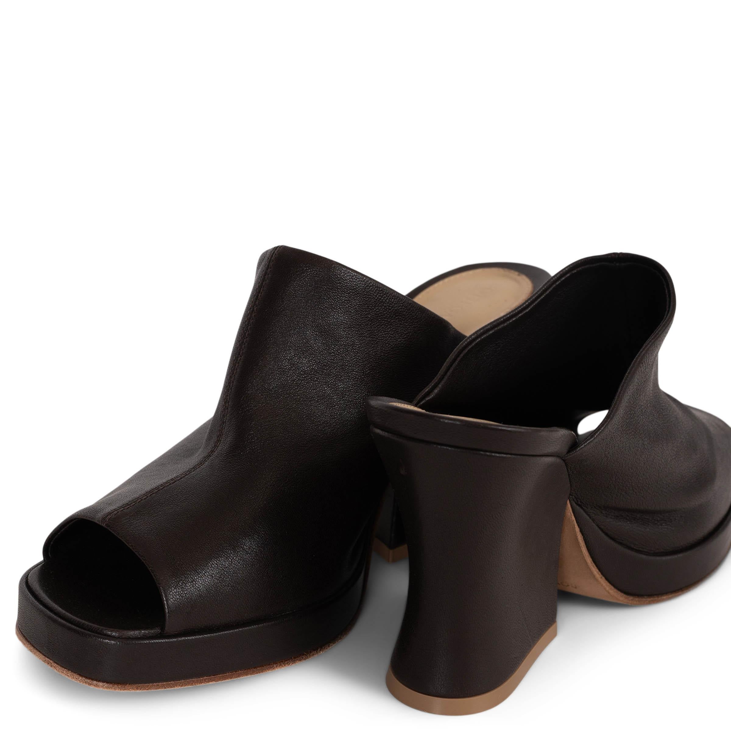 BOTTEGA VENETA Fondant brown leather 2021 STACK WEDGE MULE Sandals Shoes 38.5 For Sale 1