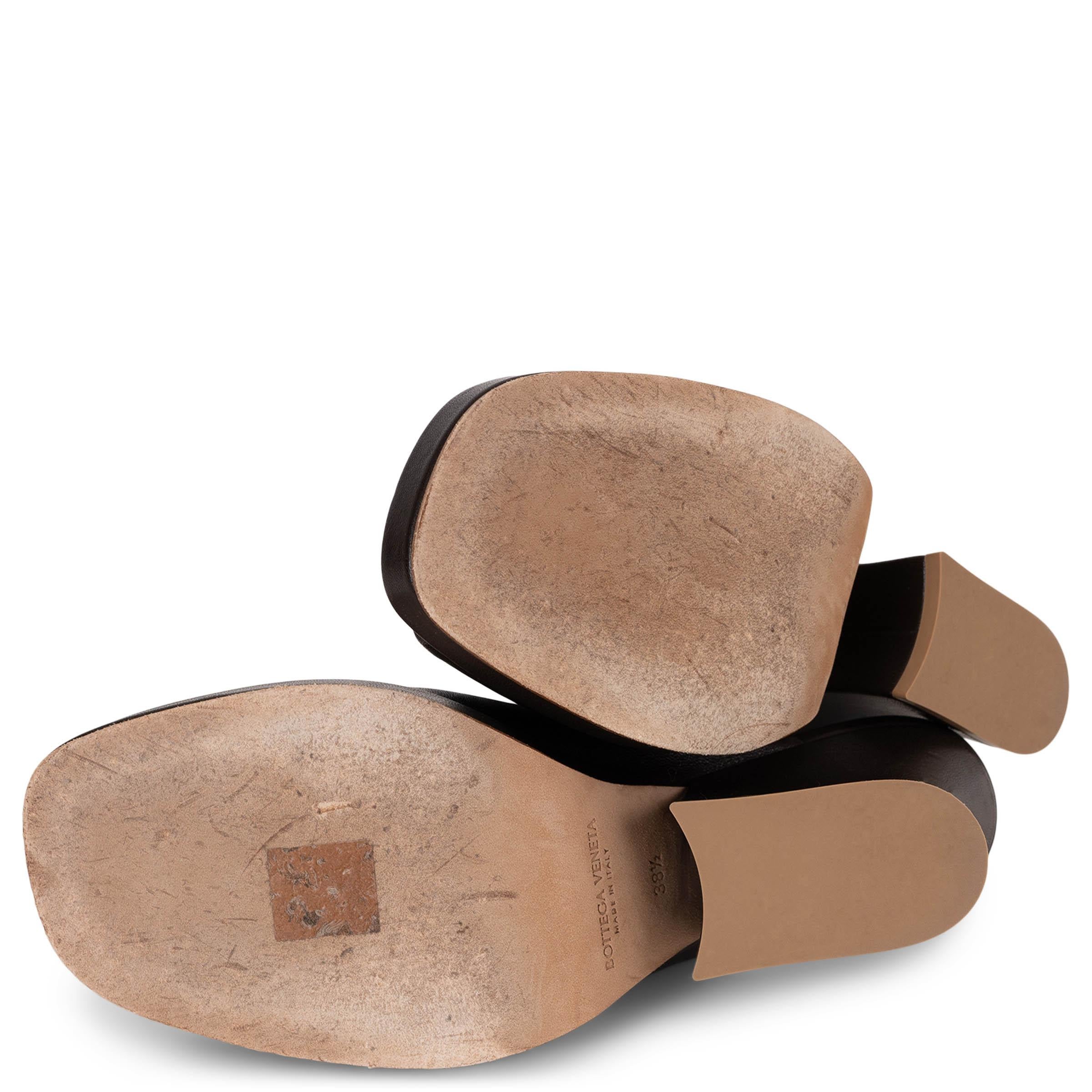 BOTTEGA VENETA Fondant brown leather 2021 STACK WEDGE MULE Sandals Shoes 38.5 For Sale 3