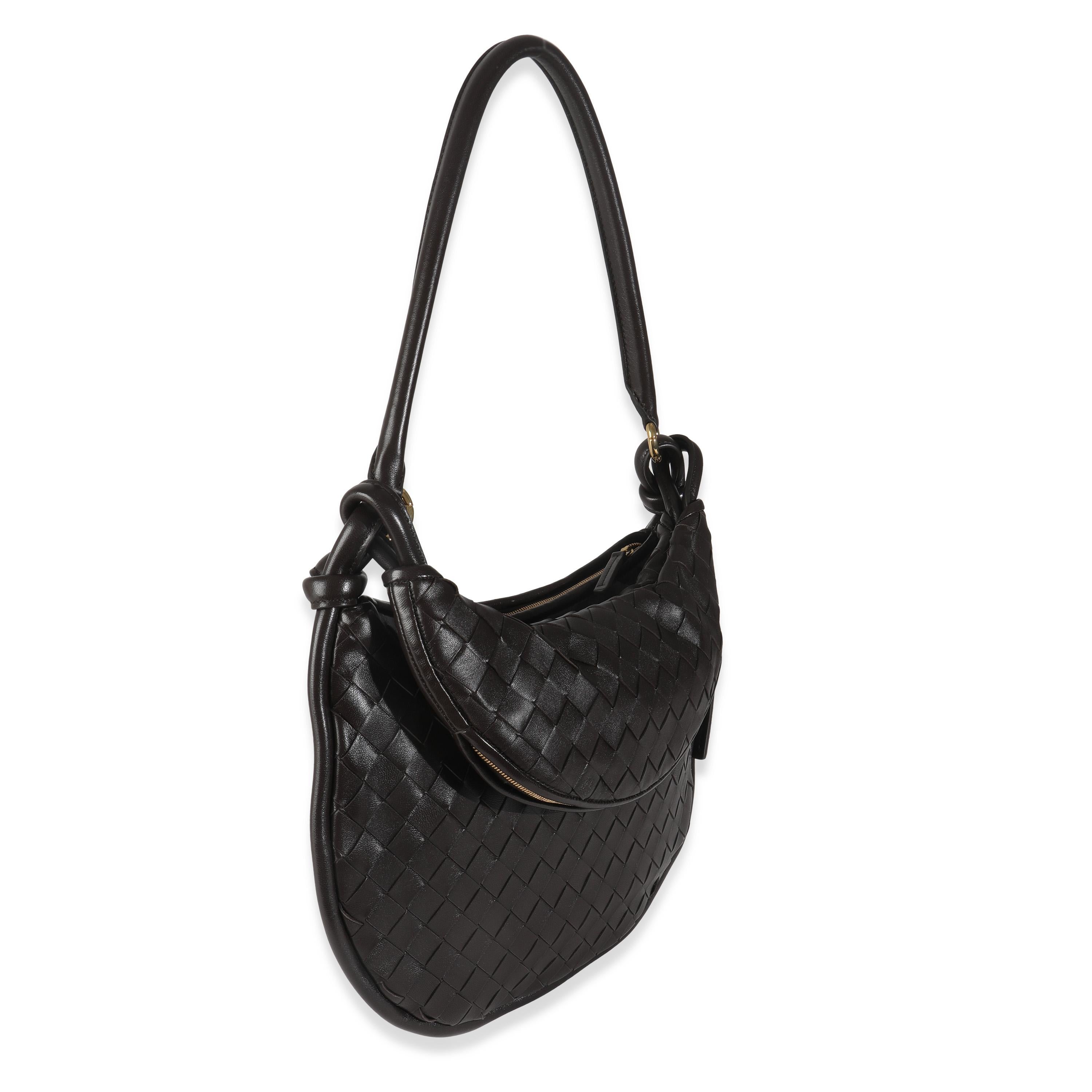 Black Bottega Veneta Fondant Muse Brass Intrecciato Medium Gemelli