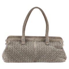Bottega Veneta Frame Shoulder Bag Embellished Intrecciato Suede Large