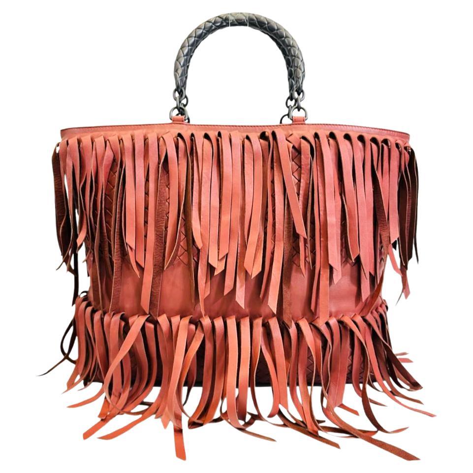 Bottega Veneta Fringe Intrecciato Leather Tote Bag For Sale