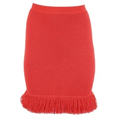 Bottega Veneta Fringed Open Knit Cotton Blend Mini Skirt Small