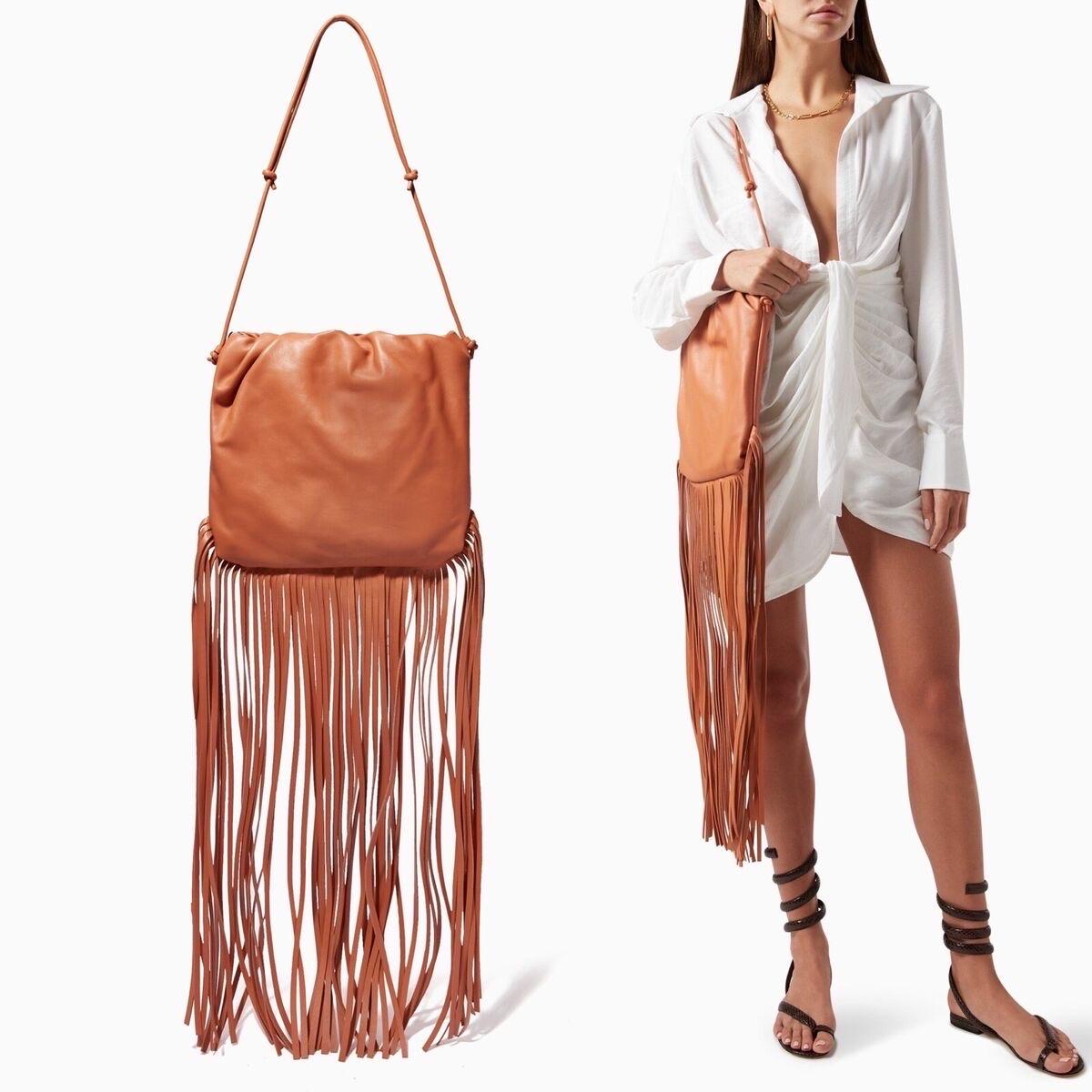 Sac à bandoulière Bottega Veneta en cuir à franges en vente 5