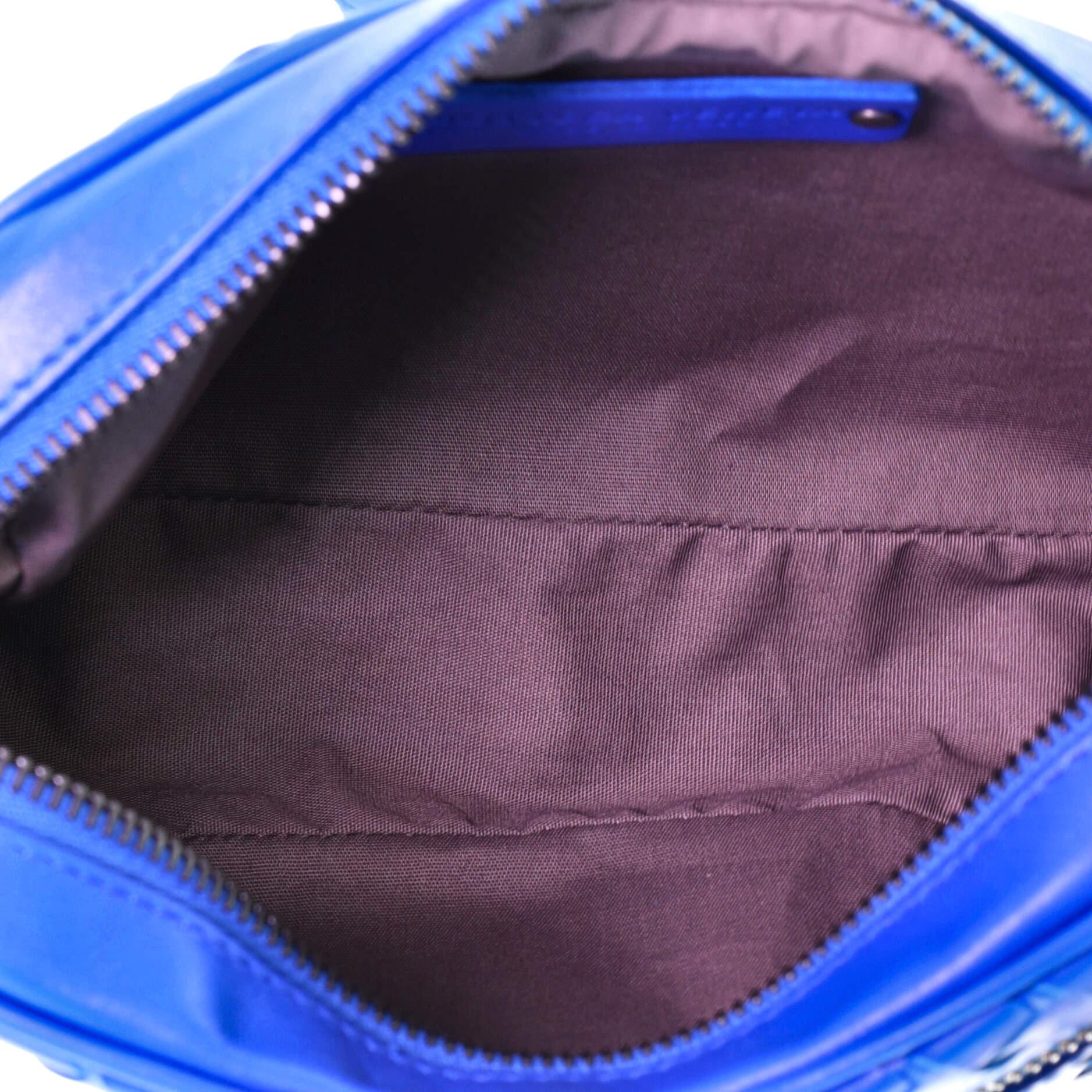 Blue Bottega Veneta Front Pocket Camera Bag Intrecciato Nappa Small