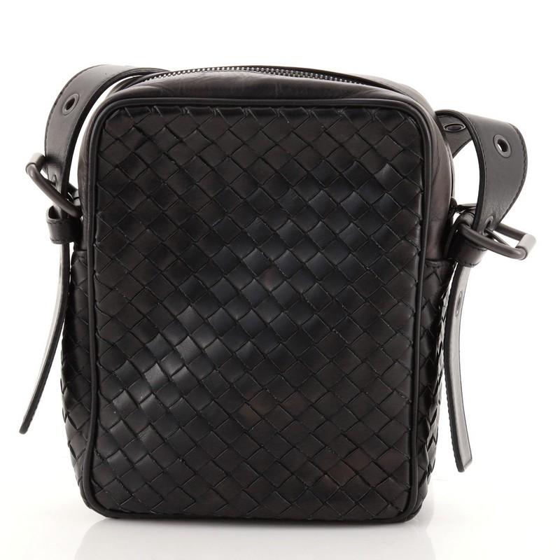 Black Bottega Veneta Front Pocket Messenger Bag Intrecciato Nappa Small
