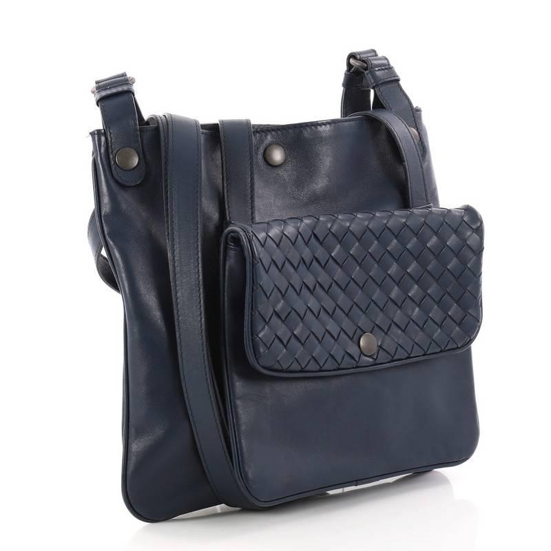 bottega veneta messenger intrecciato leather shoulder bag