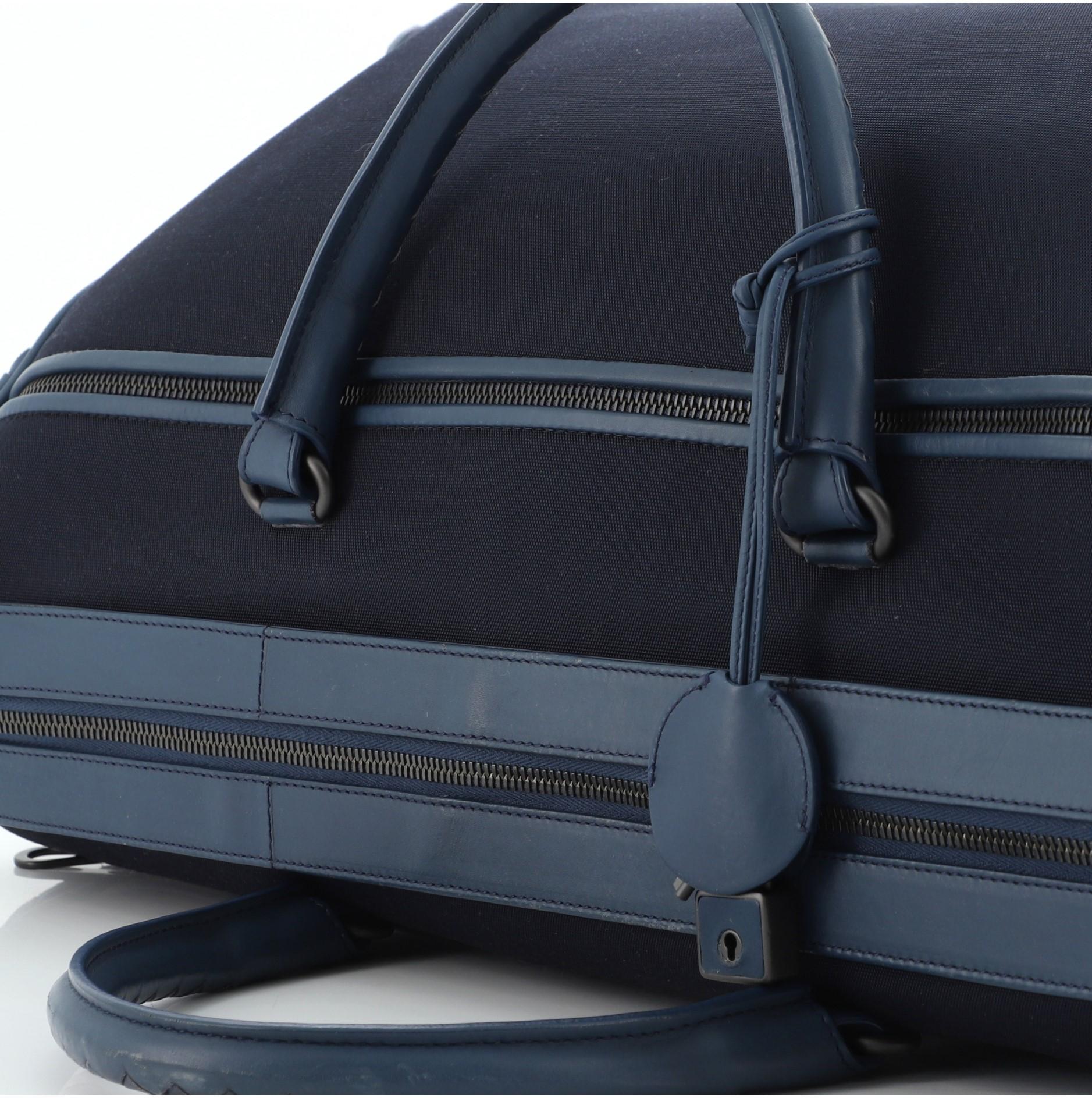 Bottega Veneta Front Pocket Zip Boston Bag Nylon with Intrecciato Nappa L 2