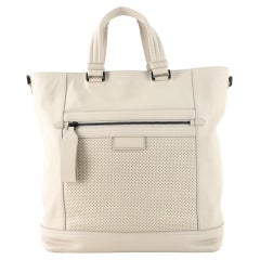 Bottega Veneta Front Zip Convertible Tote Leather with Perforated Detail Large