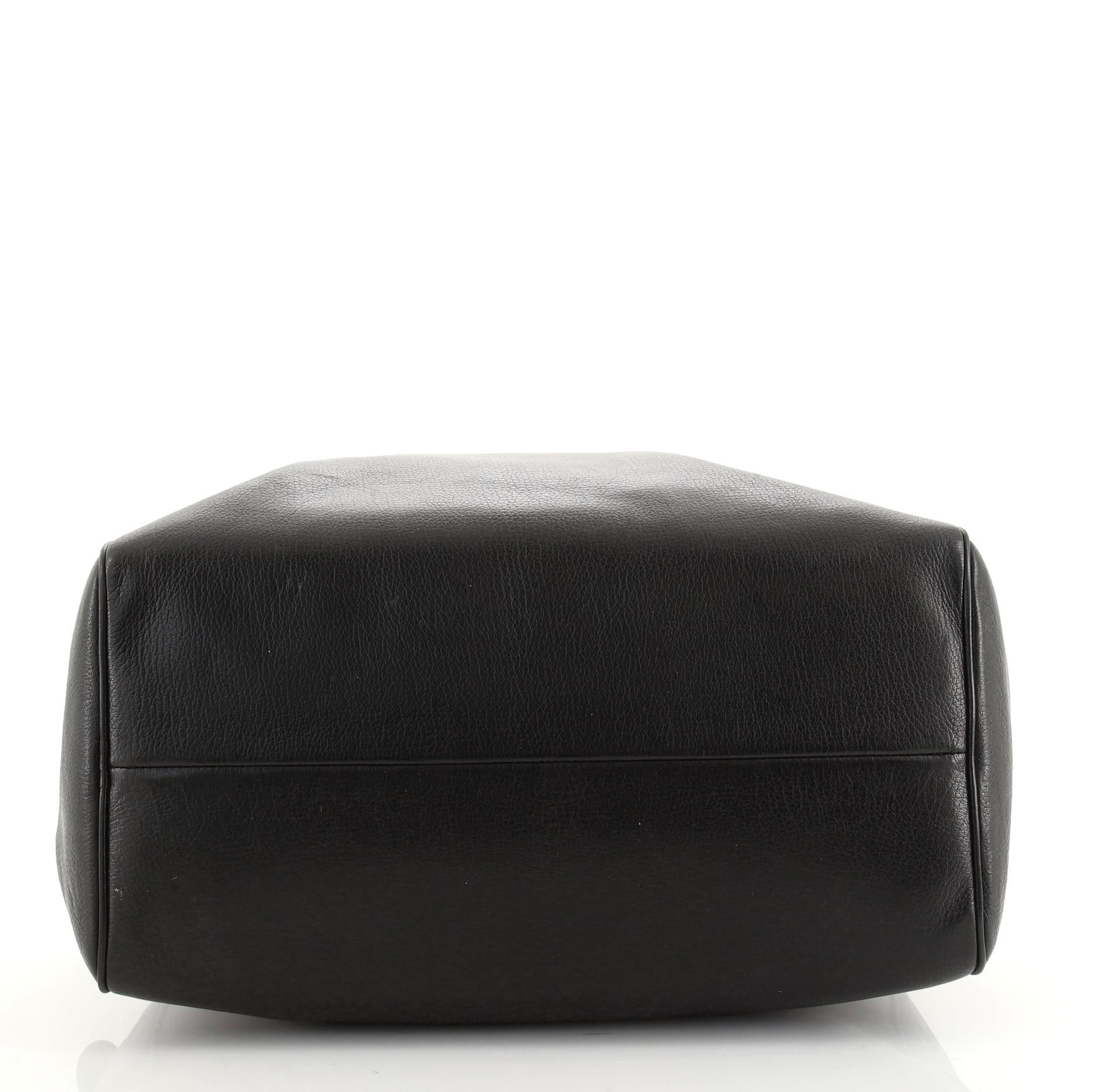 Black Bottega Veneta Front Zip Duffle Bag Leather with Intrecciato Detail Large