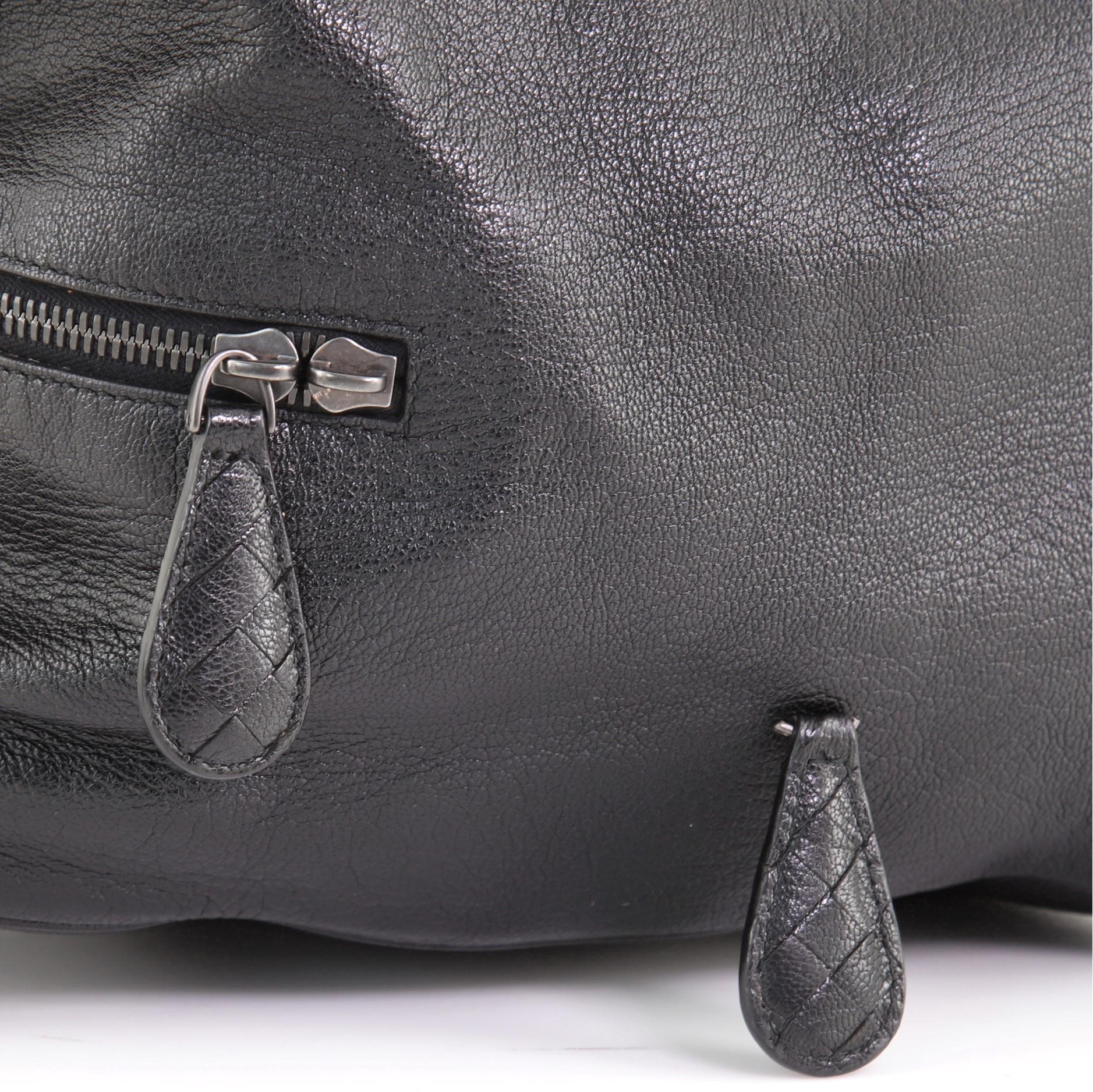 Women's or Men's Bottega Veneta Front Zip Duffle Bag Leather with Intrecciato Detail Large