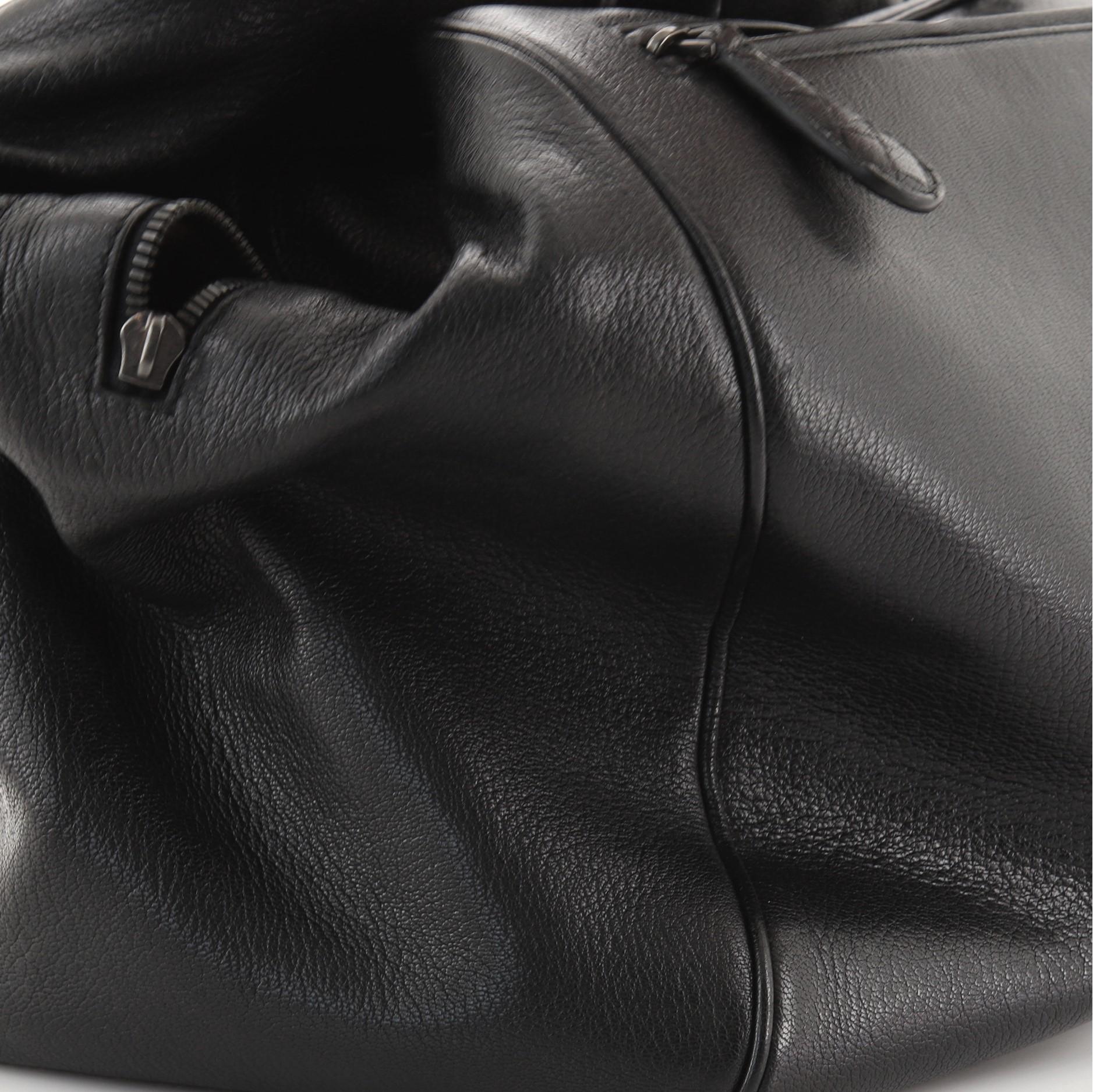 Bottega Veneta Front Zip Duffle Bag Leather with Intrecciato Detail Large 2
