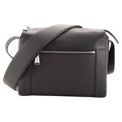 Bottega Veneta Front Zip Pocket Messenger Bag Leather and Coated Canvas M