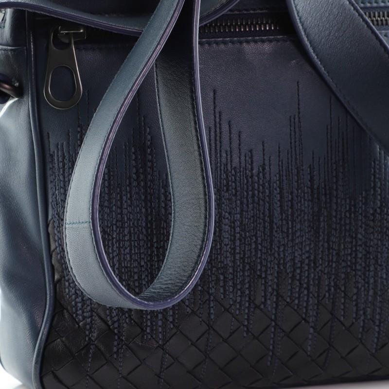 Bottega Veneta Front Zip Pocket Messenger Bag Leather with Embroidery 1