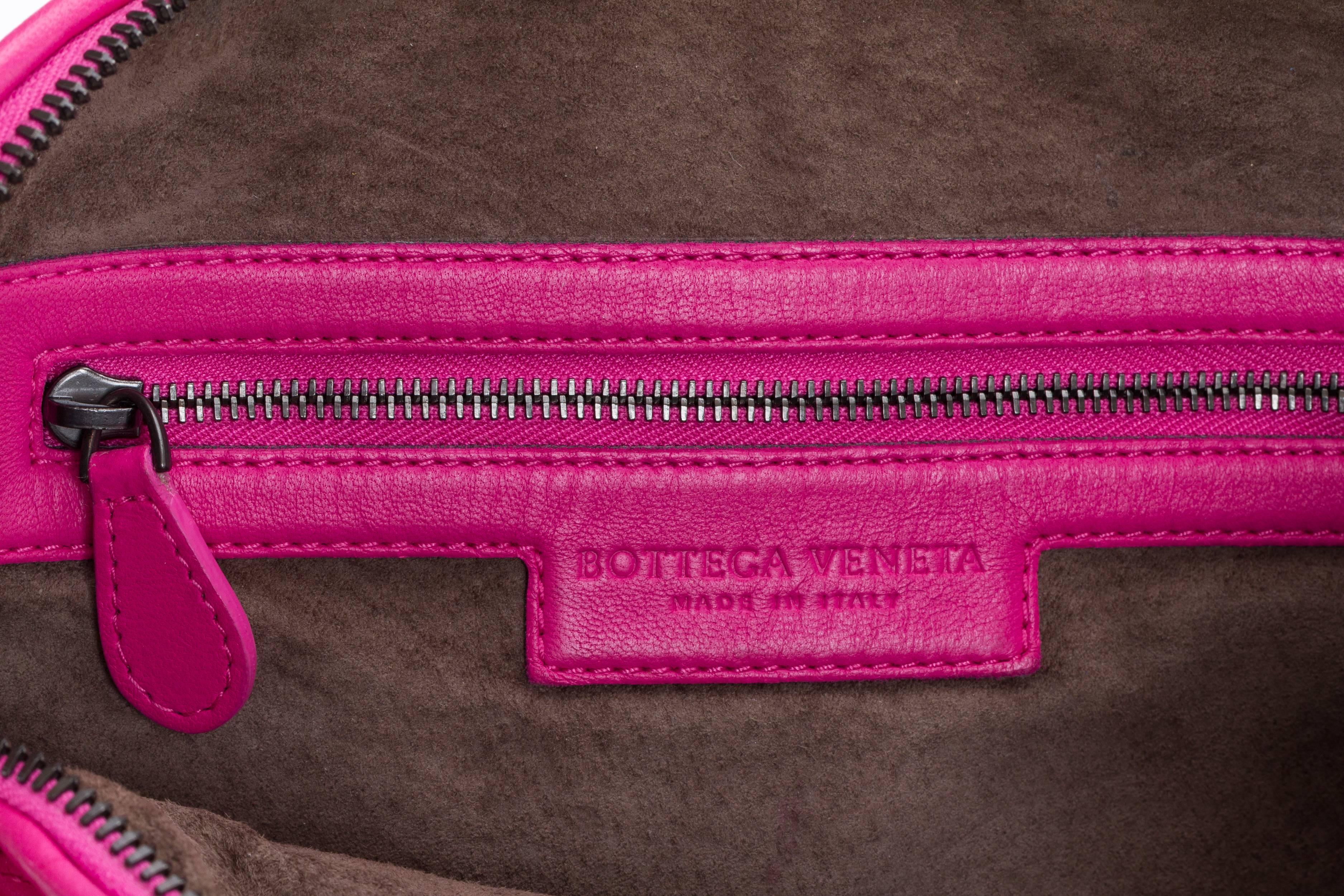 Bottega Veneta Fuchsia Woven Crossbody Bag 1