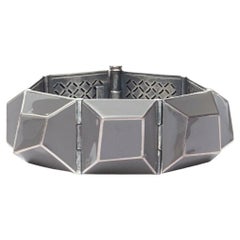 BOTTEGA VENETA Gainsboro grey enamel sterling silver geometric motif bracelet