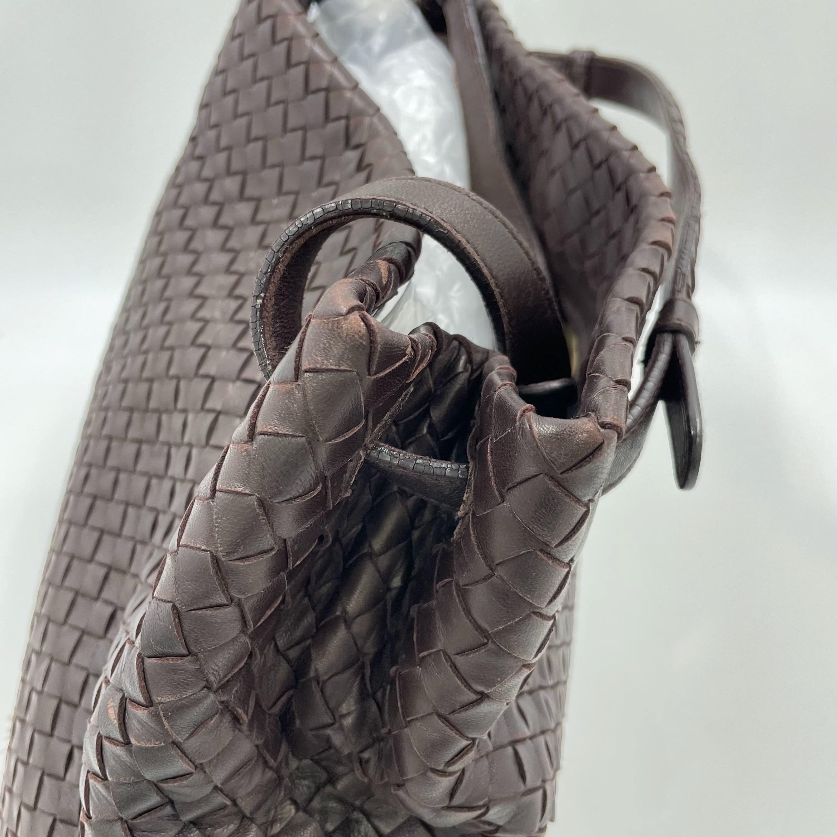 Bottega Veneta Garda Dunkelbraun Intrecciato Nappa Leder Groß 33cm im Angebot 6