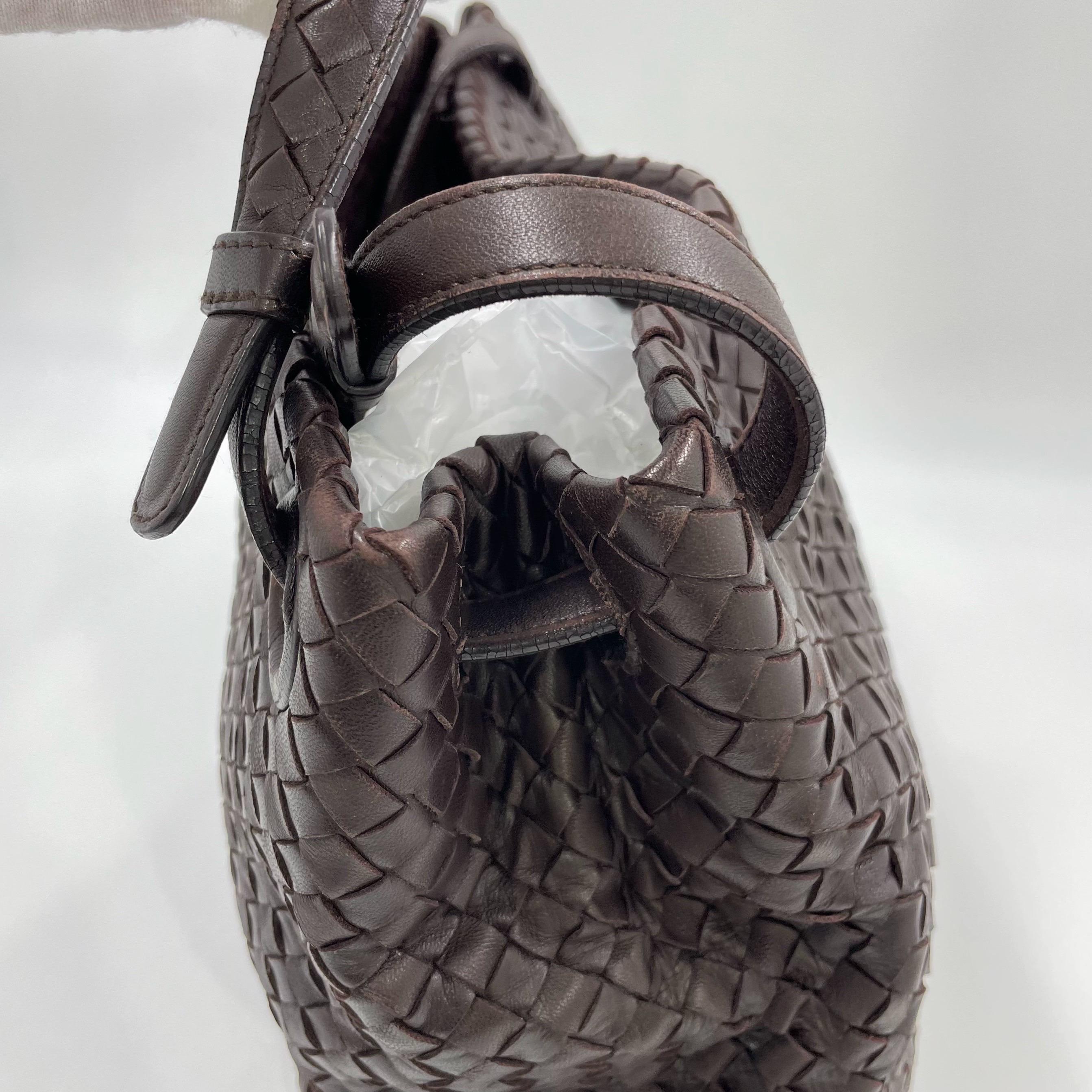 Bottega Veneta Garda Dunkelbraun Intrecciato Nappa Leder Groß 33cm im Angebot 8