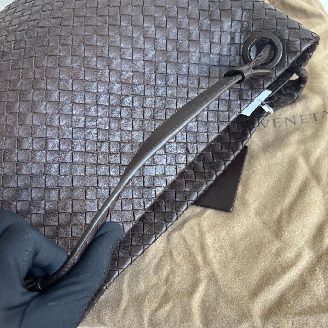 Bottega Veneta Garda Shoulder Bag Intrecciato Nappa Leather Brown Large 33cm 13