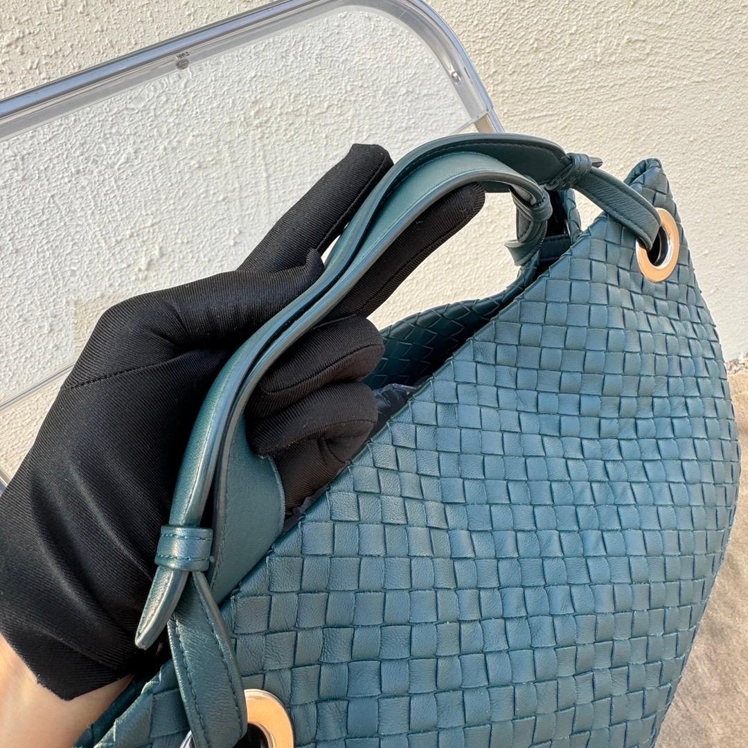 Bottega Veneta Garda Teal Blue Intrecciato Nappa Leather Large 33cm For Sale 9