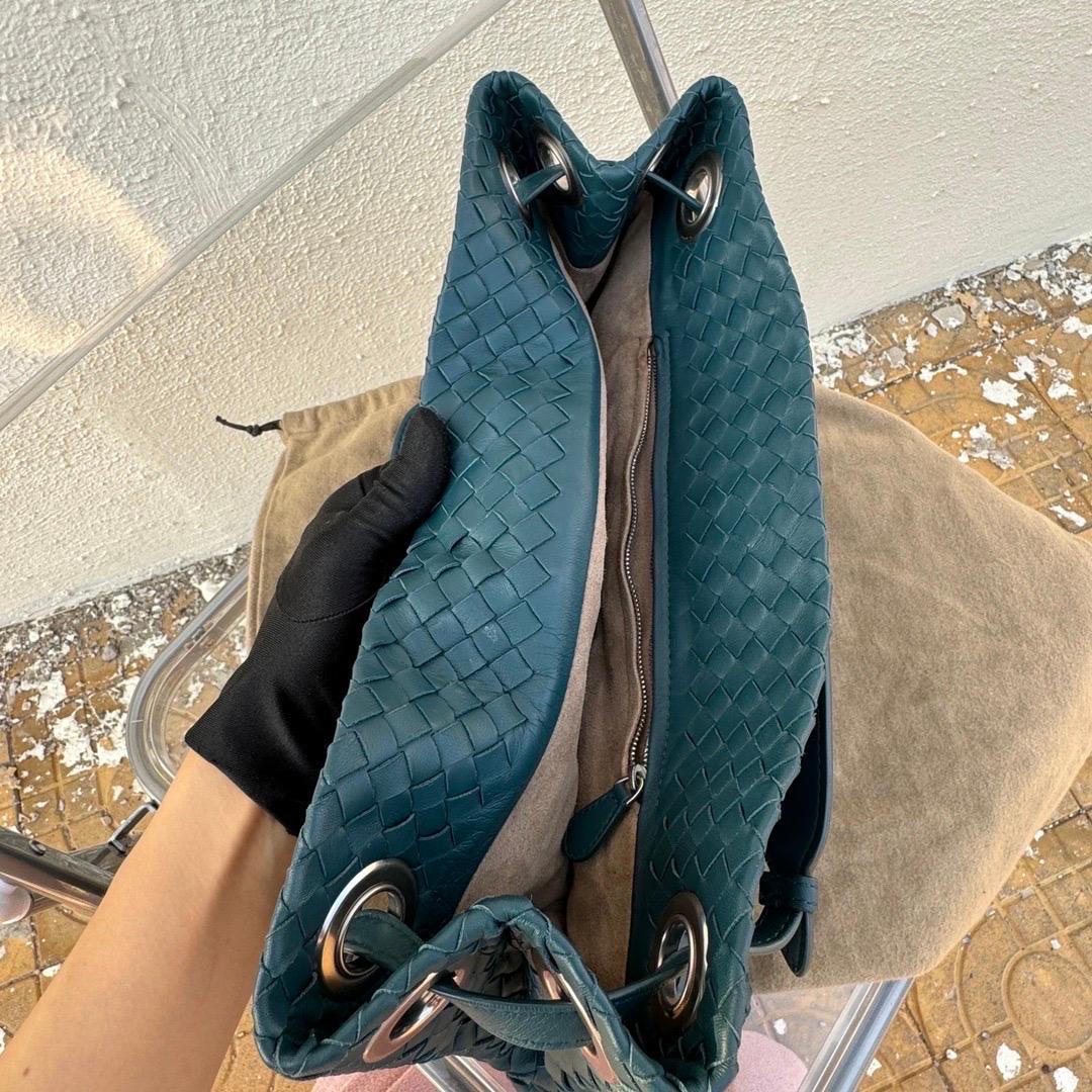 Bottega Veneta Garda Teal Blue Intrecciato Nappa Leather Large 33cm For Sale 15
