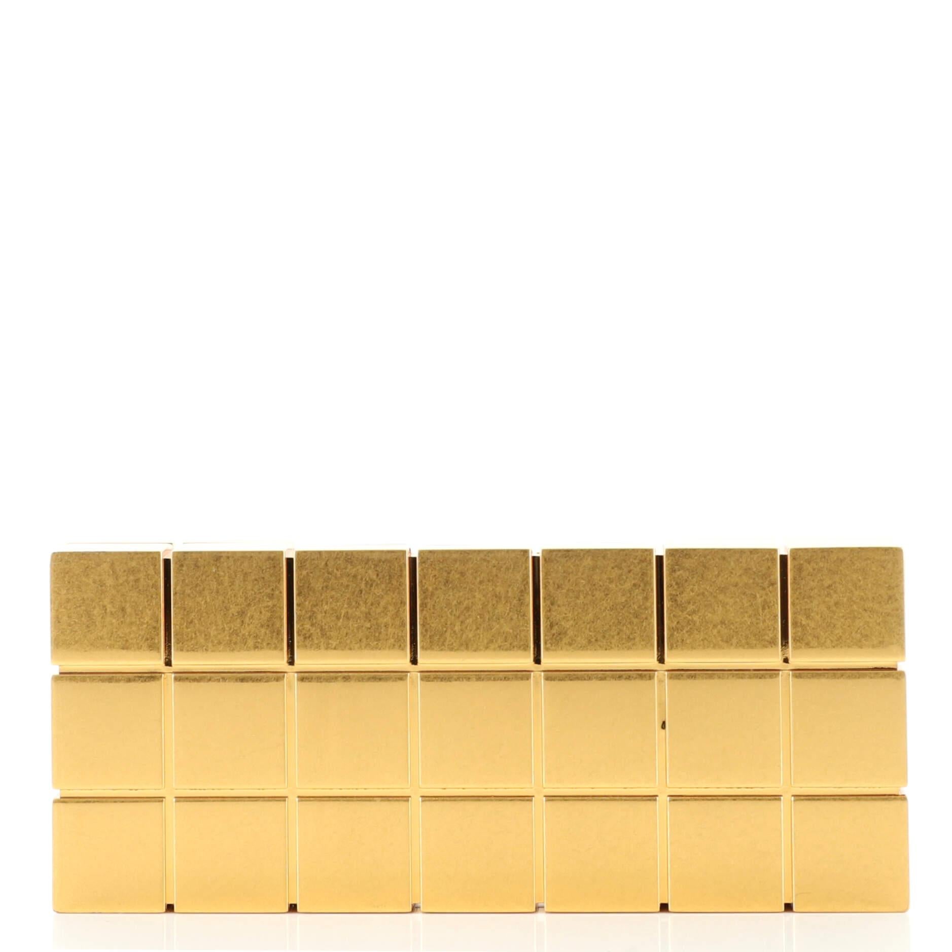 Bottega Veneta Geometric Box Minaudiere Brass Long In Good Condition In NY, NY